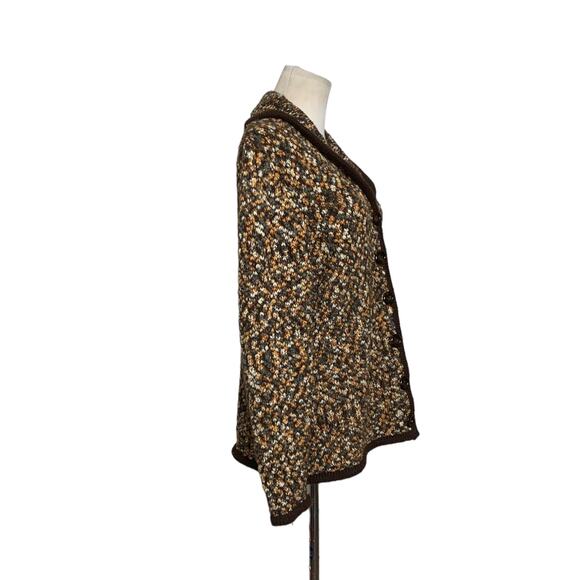 Caroll Reed Button Up Brown Tweed Cardigan Size X - Picture 6 of 9